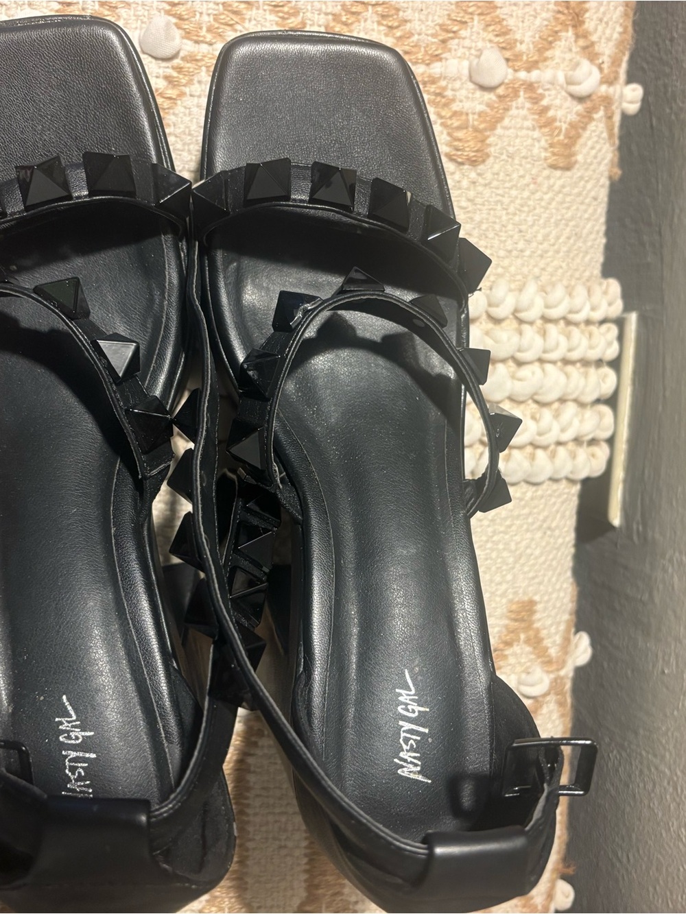 Black Studded Women's Slide Platform Sandals